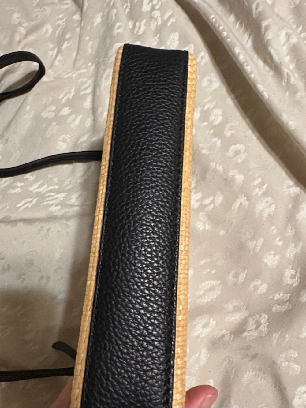 kate spade Black and Natural Straw Crossbody Purse